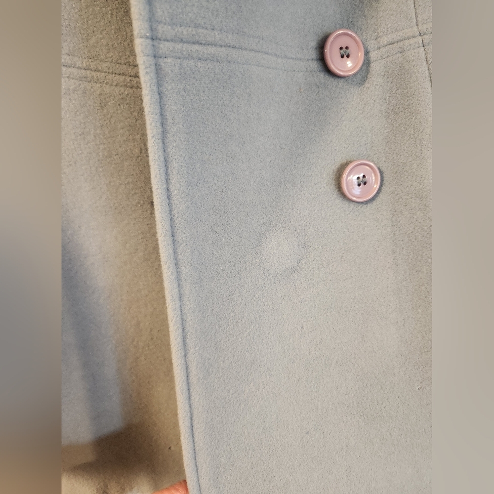 Dress Barn Pea Coat Women's Small Light Blue 100% Wool Warm Winter Office - Picture 6 of 13